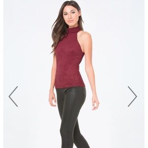 NWOT Bebe Faux Suede Mock Neck Top Red XXS
